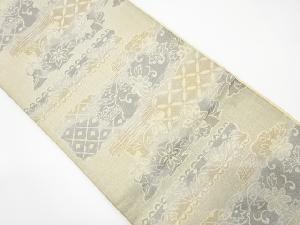 変わり横段に花唐草模様織り出し袋帯